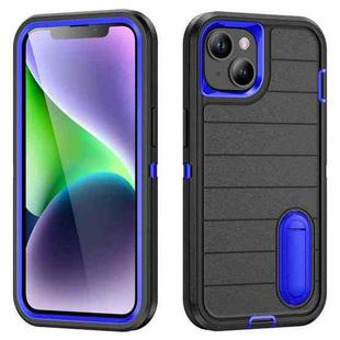 For iPhone 14 Plus Defender Gen2 Rugged PC + Silicone Phone Case with Holder(Black+Dark Blue)