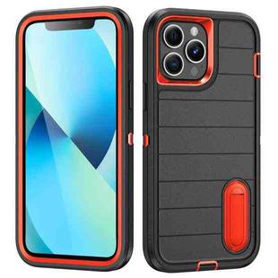 For iPhone 13 Pro Max Defender Gen2 Rugged PC + Silicone Phone Case with Holder(Black+Orange)