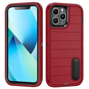 For iPhone 13 Pro Max Defender Gen2 Rugged PC + Silicone Phone Case with Holder(Red+Black)