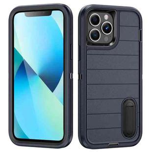 For iPhone 13 Pro Max Defender Gen2 Rugged PC + Silicone Phone Case with Holder(Dark Blue+Black)