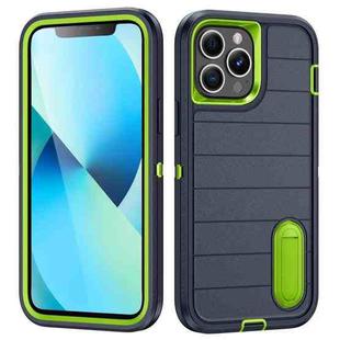 For iPhone 13 Pro Max Defender Gen2 Rugged PC + Silicone Phone Case with Holder(Dark Blue+Green)