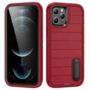 For iPhone 12 Pro Max Defender Gen2 Rugged PC + Silicone Phone Case with Holder(Red+Black)