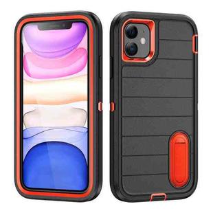 For iPhone 12 Defender Gen2 Rugged PC + Silicone Phone Case with Holder(Black+Orange)