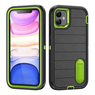 For iPhone 12 Defender Gen2 Rugged PC + Silicone Phone Case with Holder(Black+Green)