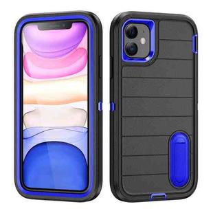 For iPhone 12 Defender Gen2 Rugged PC + Silicone Phone Case with Holder(Black+Dark Blue)