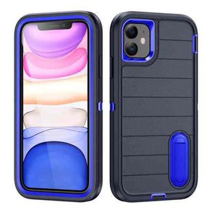 For iPhone 12 Defender Gen2 Rugged PC + Silicone Phone Case with Holder(Dark Blue)