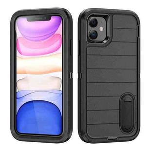 For iPhone 11 Defender Gen2 Rugged PC + Silicone Phone Case with Holder(Black)