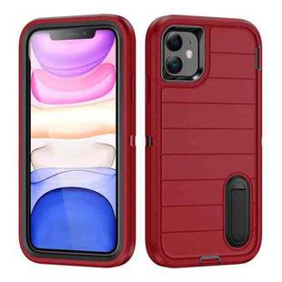 For iPhone 11 Defender Gen2 Rugged PC + Silicone Phone Case with Holder(Red+Black)