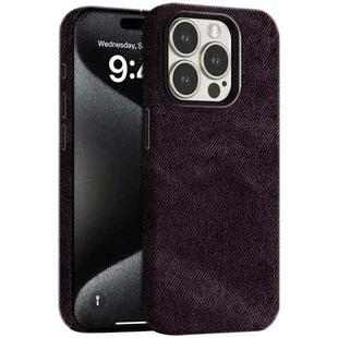 For iPhone 15 Pro Max Skin Feel Denim Leather MagSafe Phone Case(Eggplant Purple)