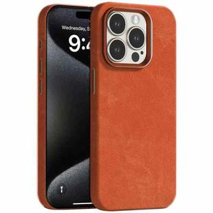 For iPhone 15 Pro Max Skin Feel Denim Leather MagSafe Phone Case(Orange)