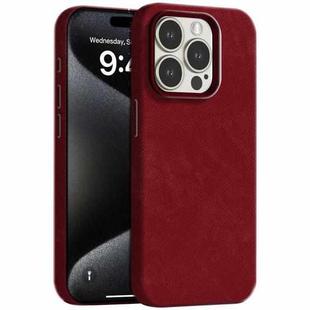 For iPhone 15 Pro Max Skin Feel Denim Leather MagSafe Phone Case(Carmine)