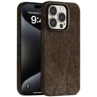 For iPhone 15 Pro Max Skin Feel Denim Leather MagSafe Phone Case(Light Coffee)