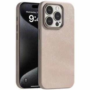 For iPhone 15 Pro Max Skin Feel Denim Leather MagSafe Phone Case(Nude Pink)