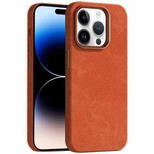 For iPhone 14 Pro Skin Feel Denim Leather MagSafe Phone Case(Orange)