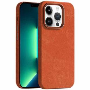 For iPhone 13 Pro Max Skin Feel Denim Leather MagSafe Phone Case(Orange)