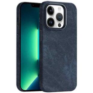 For iPhone 13 Pro Skin Feel Denim Leather MagSafe Phone Case(Dark Blue)