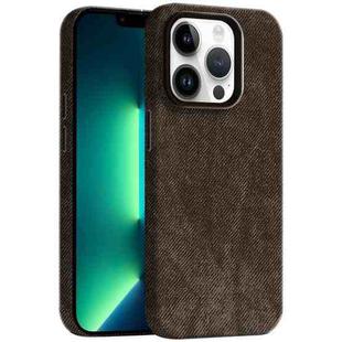 For iPhone 13 Pro Skin Feel Denim Leather MagSafe Phone Case(Light Coffee)