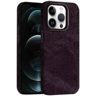 For iPhone 12 Pro Max Skin Feel Denim Leather MagSafe Phone Case(Eggplant Purple)