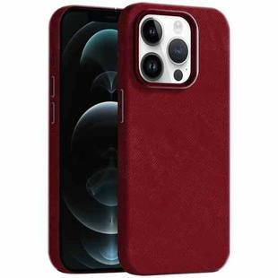 For iPhone 12 Pro Max Skin Feel Denim Leather MagSafe Phone Case(Carmine)