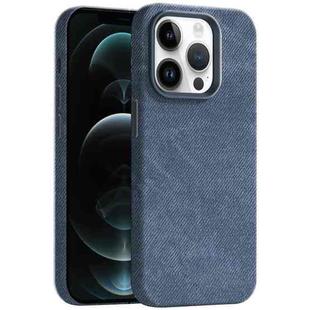 For iPhone 12 Pro Skin Feel Denim Leather MagSafe Phone Case(Light Blue)