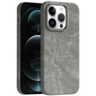 For iPhone 12 Pro Skin Feel Denim Leather MagSafe Phone Case(Grey)