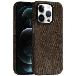 For iPhone 12 Pro Skin Feel Denim Leather MagSafe Phone Case(Light Coffee)