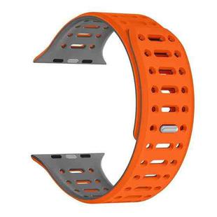 For Apple Watch SE 2023 44mm Single Pin Magnetic Silicone Watch Band(Orange Grey)