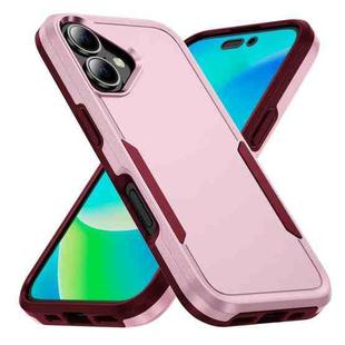 For iPhone 16 Plus Pioneer Armor Heavy Duty PC + TPU Phone Case(Pink+Rose Red)