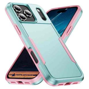 For iPhone 17 Pro Max Pioneer Armor Heavy Duty PC + TPU Phone Case(Green+Pink)
