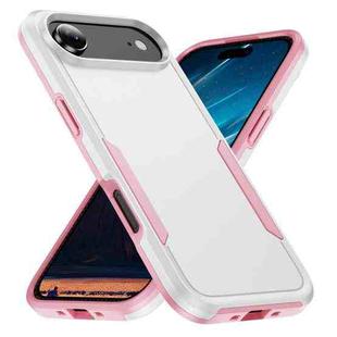 For iPhone 17 Air Pioneer Armor Heavy Duty PC + TPU Phone Case(White+Pink)