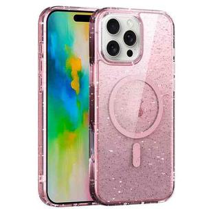 For iPhone 16 Pro Max Glitter Powder MagSafe Magnetic Phone Case(Transparent Pink)