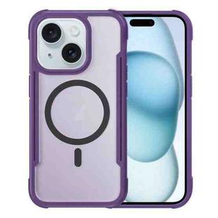 For iPhone 15 Skin Feel Frosted MagSafe Magnetic PC Hybrid TPU Phone Case(Purple)