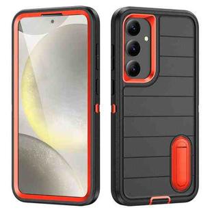 For Samsung Galaxy S24+ 5G Defender Gen2 Rugged PC + Silicone Phone Case with Holder(Black+Orange)