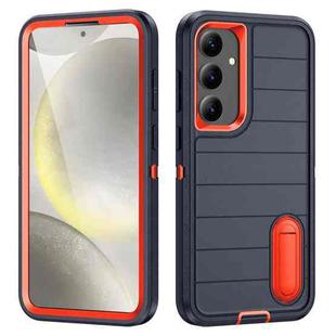 For Samsung Galaxy S24+ 5G Defender Gen2 Rugged PC + Silicone Phone Case with Holder(Dark Blue+Orange)