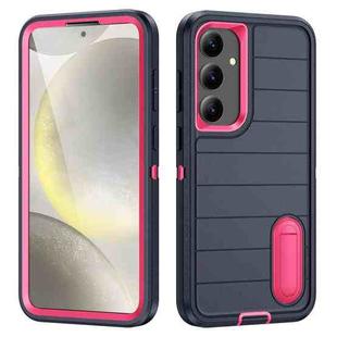 For Samsung Galaxy S24+ 5G Defender Gen2 Rugged PC + Silicone Phone Case with Holder(Dark Blue+Pink)