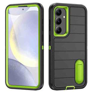 For Samsung Galaxy S24 5G Defender Gen2 Rugged PC + Silicone Phone Case with Holder(Black+Green)