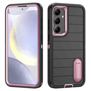 For Samsung Galaxy S24 5G Defender Gen2 Rugged PC + Silicone Phone Case with Holder(Black+Light Pink)