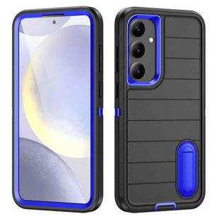 For Samsung Galaxy S24 5G Defender Gen2 Rugged PC + Silicone Phone Case with Holder(Black+Dark Blue)