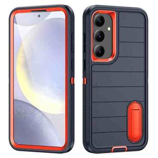 For Samsung Galaxy S24 5G Defender Gen2 Rugged PC + Silicone Phone Case with Holder(Dark Blue+Orange)