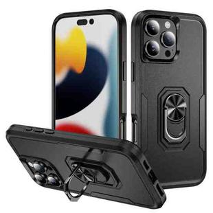 For iPhone 16 Pro Max Pioneer Armor Heavy Duty PC + TPU Phone Case with Holder(Black)