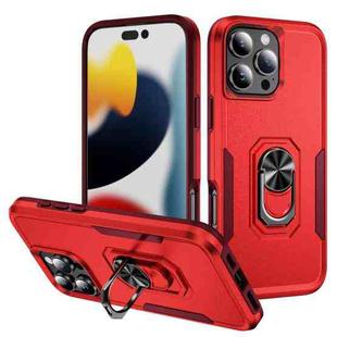 For iPhone 16 Pro Max Pioneer Armor Heavy Duty PC + TPU Phone Case with Holder(Red+Rose Red)