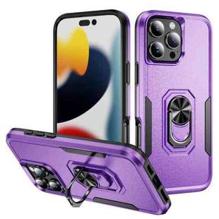 For iPhone 16 Pro Max Pioneer Armor Heavy Duty PC + TPU Phone Case with Holder(Purple+Black)