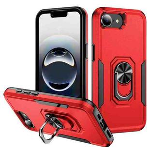 For iPhone 16e Pioneer Armor Heavy Duty PC + TPU Phone Case with Holder(Red+Black)