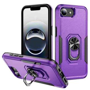 For iPhone 16e Pioneer Armor Heavy Duty PC + TPU Phone Case with Holder(Purple+Black)