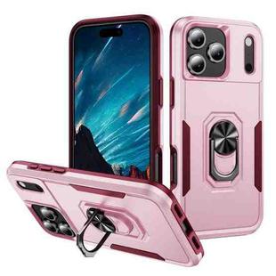 For iPhone 17 Pro Pioneer Armor Heavy Duty PC + TPU Phone Case with Holder(Pink+Rose Red)