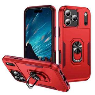 For iPhone 17 Pro Pioneer Armor Heavy Duty PC + TPU Phone Case with Holder(Red+Rose Red)
