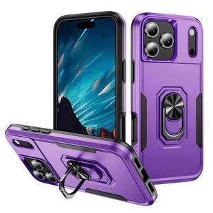 For iPhone 17 Pro Pioneer Armor Heavy Duty PC + TPU Phone Case with Holder(Purple+Black)