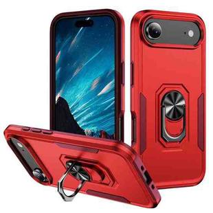 For iPhone 17 Air Pioneer Armor Heavy Duty PC + TPU Phone Case with Holder(Red+Rose Red)