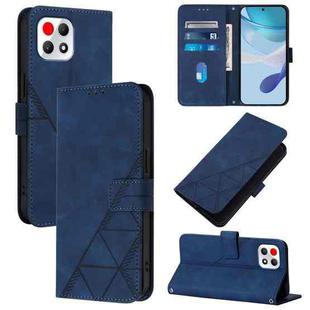 For T-Mobile REVVL 7 5G Crossbody 3D Embossed Flip Leather Phone Case(Blue)