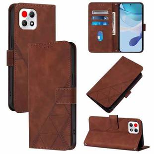 For T-Mobile REVVL 7 5G Crossbody 3D Embossed Flip Leather Phone Case(Brown)